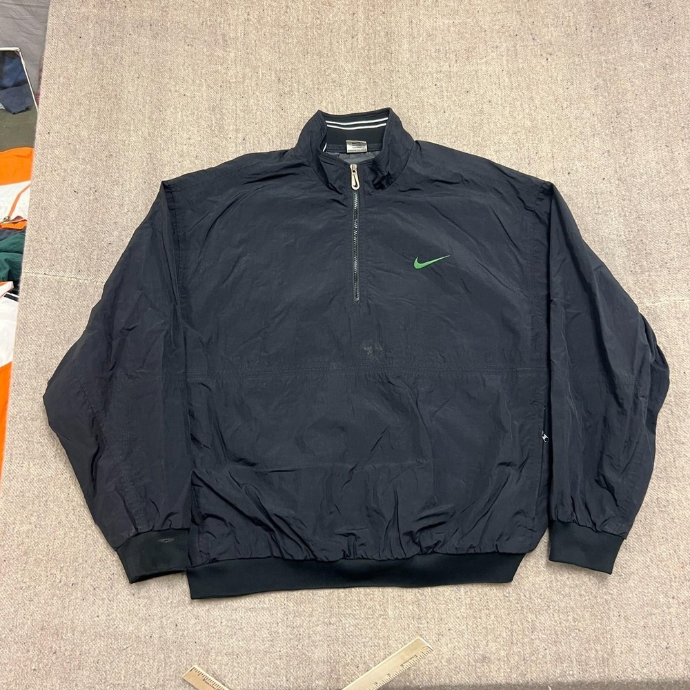 Vintage Nike Windbreaker Jacket Mens XXL Black 1990s 1/4 Zip